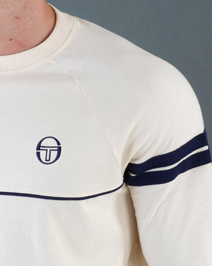 Sergio Tacchini Star Langarm-T-Shirt Off-White – Marineblau