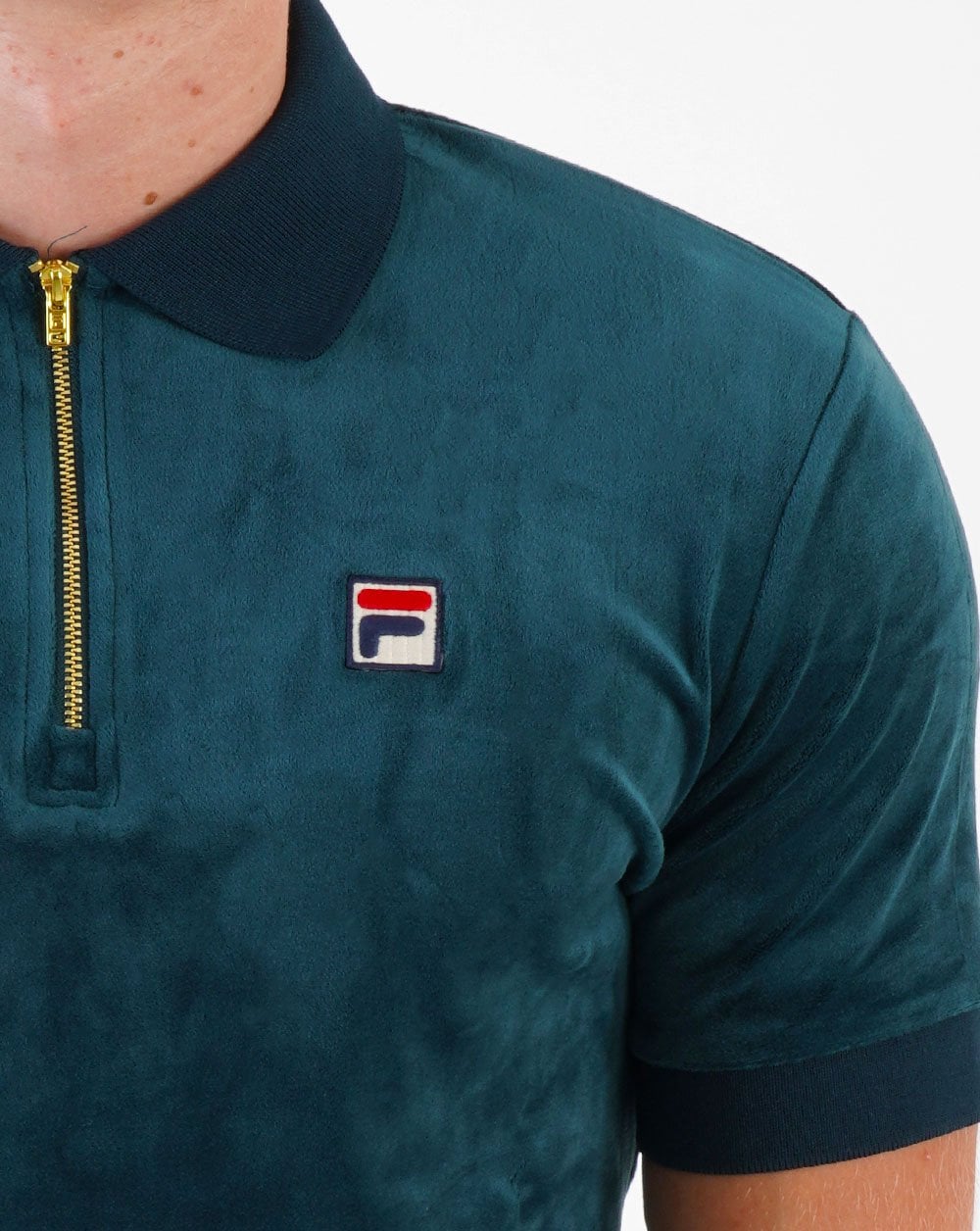 Fila Vintage Devon Velour Polo Dark Teal