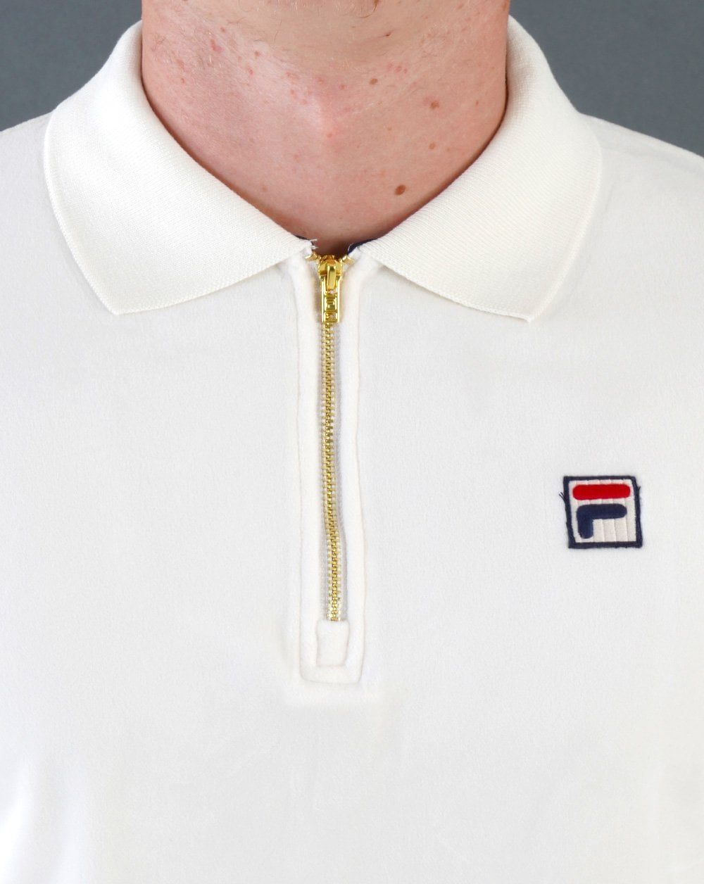 Fila Vintage Devon Velours-Poloshirt Off White