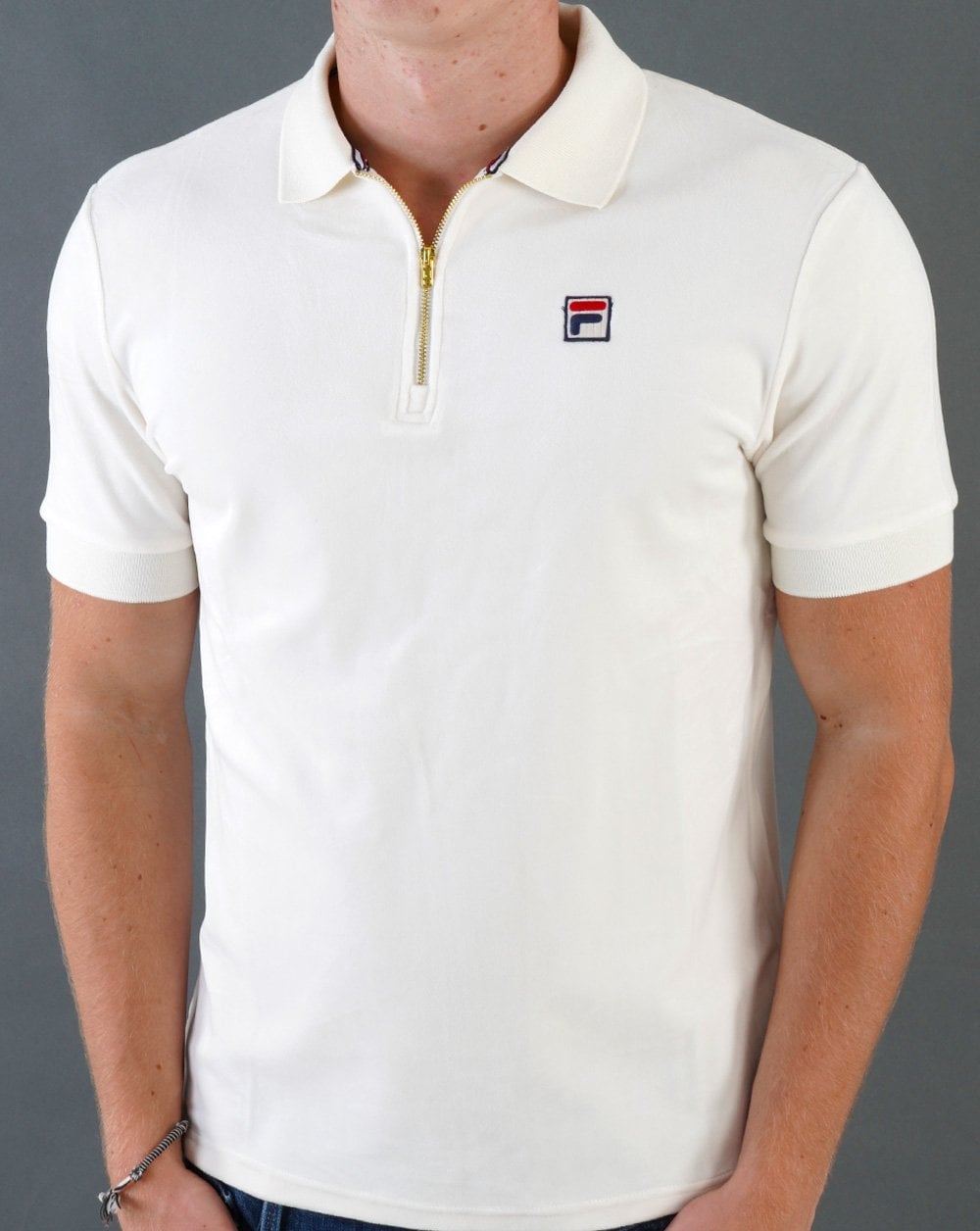 Fila Vintage Devon Velours-Poloshirt Off White