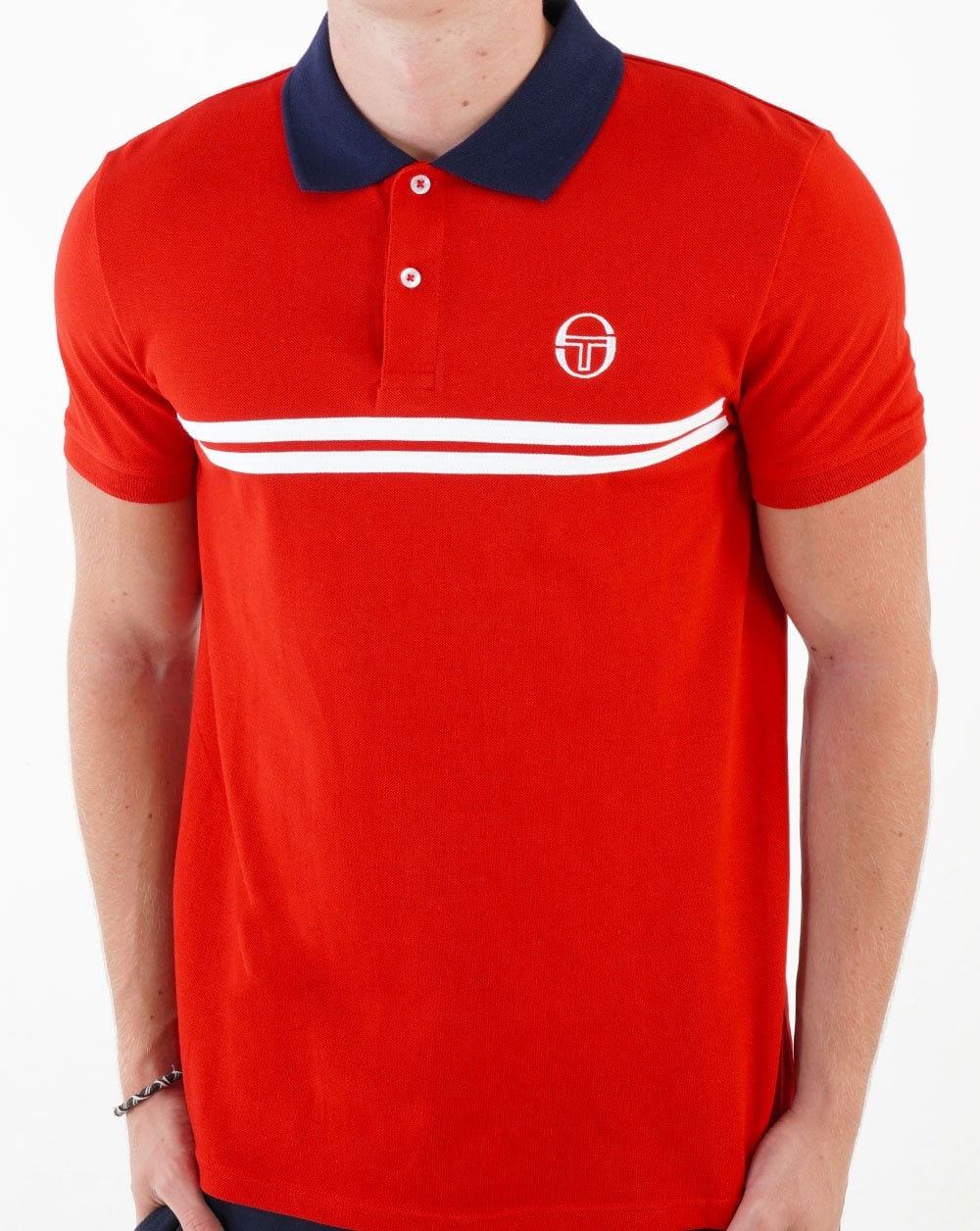 Sergio Tacchini Supermac Polo Shirt Dark Red/White
