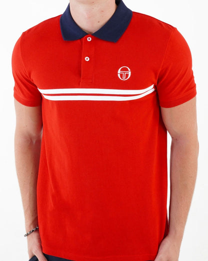 Sergio Tacchini Supermac Poloshirt Dunkelrot/Weiß