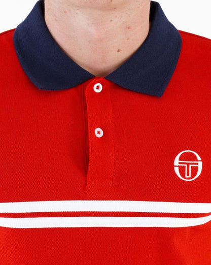 Sergio Tacchini Supermac Poloshirt Dunkelrot/Weiß
