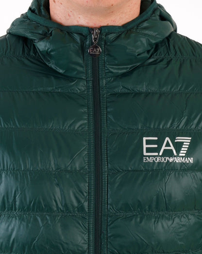 EA7 Core Logo Daunenjacke mit Kapuze Grün