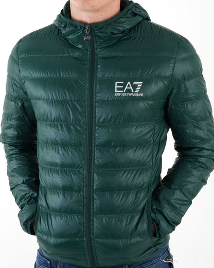 EA7 Core Logo Daunenjacke mit Kapuze Grün