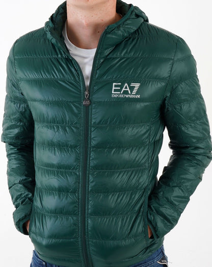 EA7 Core Logo Daunenjacke mit Kapuze Grün