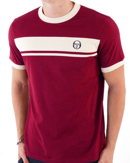 Sergio Tacchini Masters T-Shirt Burgunderrot / Cremeweiß