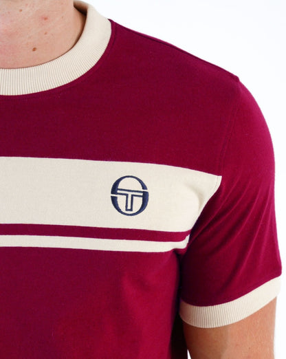 Sergio Tacchini Masters T-Shirt Burgunderrot / Cremeweiß