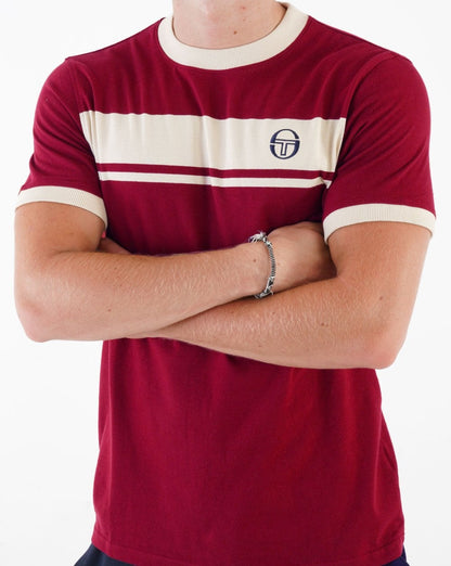 Sergio Tacchini Masters T-Shirt Burgunderrot / Cremeweiß