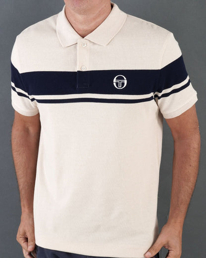 Sergio Tacchini Young Line Poloshirt Buttercreme/Marineblau