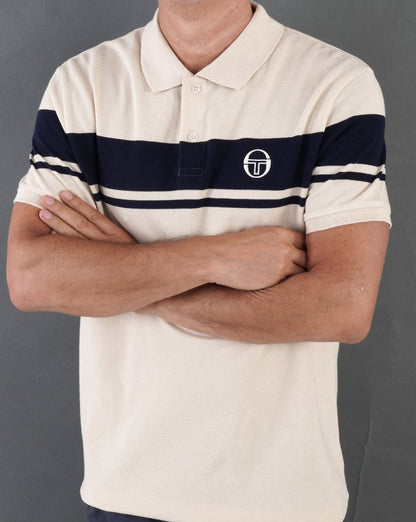 Sergio Tacchini Young Line Poloshirt Buttercreme/Marineblau