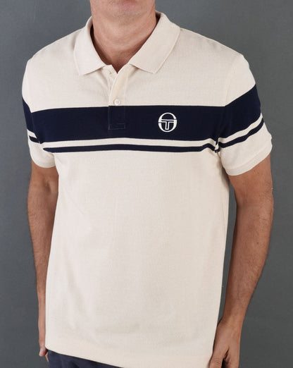 Sergio Tacchini Young Line Poloshirt Buttercreme/Marineblau