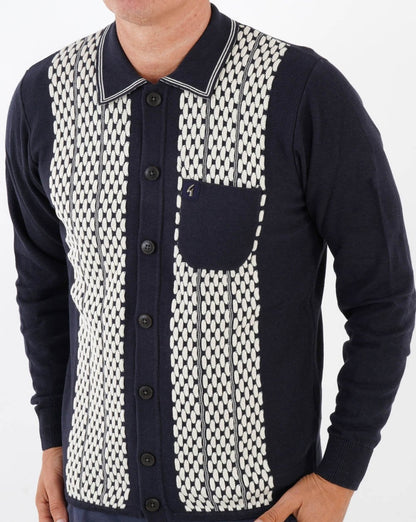 Gabicci Vintage Law Button LS Strickpolo Navy