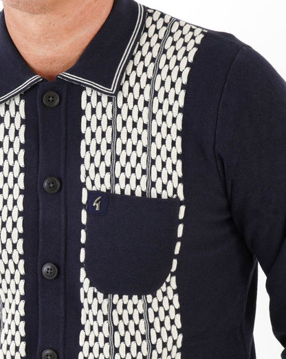 Gabicci Vintage Law Button LS Strickpolo Navy