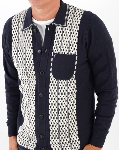 Gabicci Vintage Law Button LS Strickpolo Navy