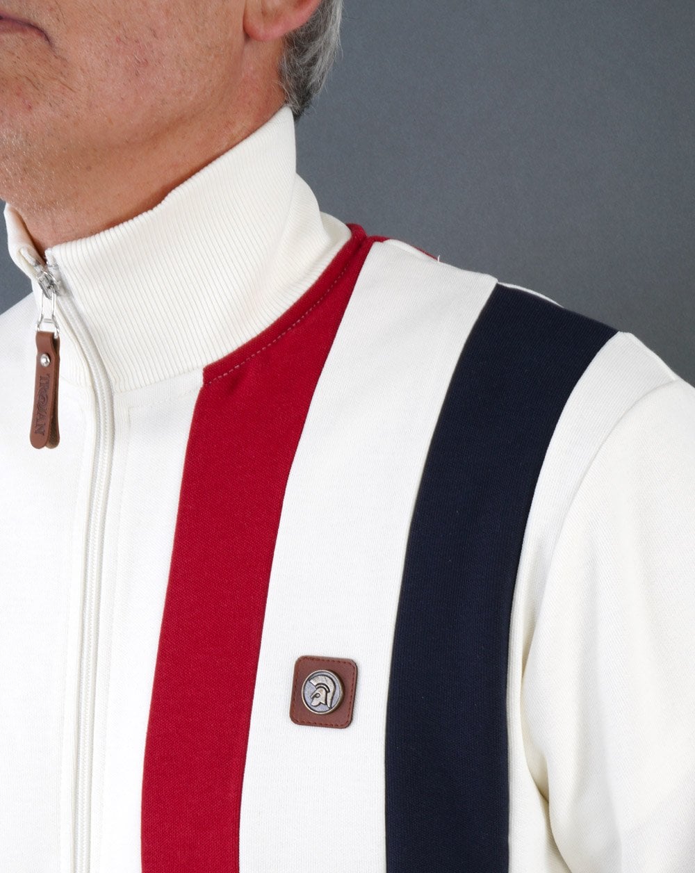Trojan Cut & Sew Stripe Track Top Ecru