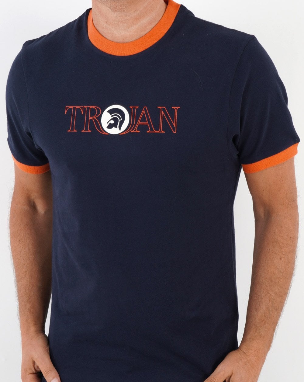 Trojan – T-Shirt mit Outline-Logo, Marineblau