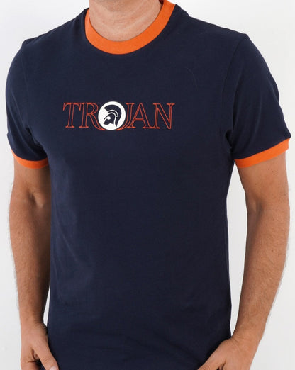 Trojan – T-Shirt mit Outline-Logo, Marineblau