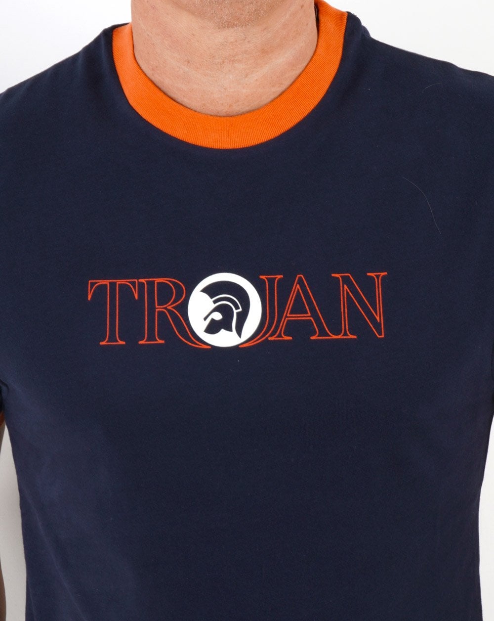 Trojan Outline Logo T Shirt Navy