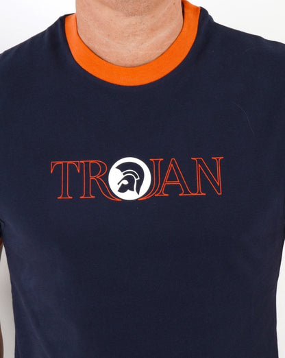 Trojan – T-Shirt mit Outline-Logo, Marineblau