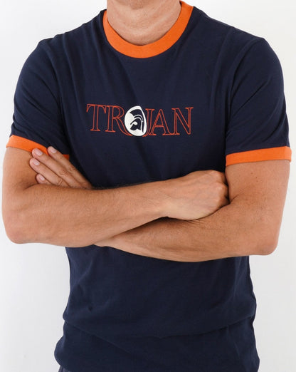 Trojan – T-Shirt mit Outline-Logo, Marineblau