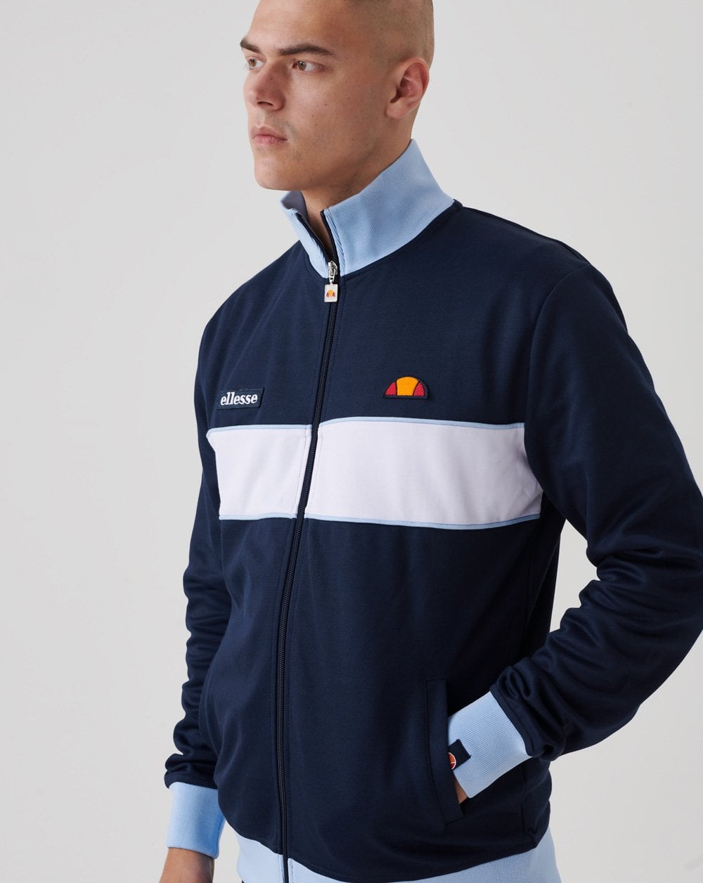 Ellesse Chest Panel Track Top Navy/ Sky