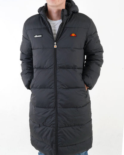 Ellesse – Lange Pufferjacke in Schwarz