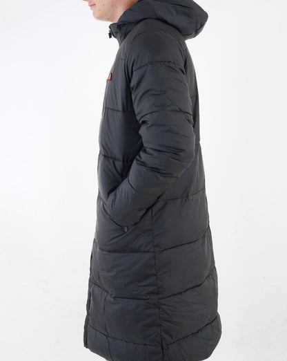 Ellesse – Lange Pufferjacke in Schwarz