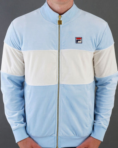 Fila Vintage Velours Trainingsjacke Himmelblau/Off-White