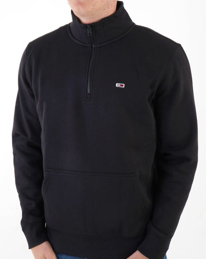 Tommy Jeans – Schwarzes Sweatshirt mit Viertelreißverschluss