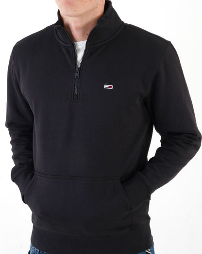 Tommy Jeans – Schwarzes Sweatshirt mit Viertelreißverschluss