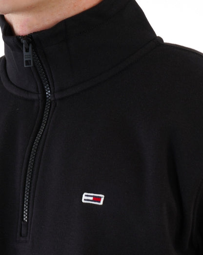 Tommy Jeans – Schwarzes Sweatshirt mit Viertelreißverschluss