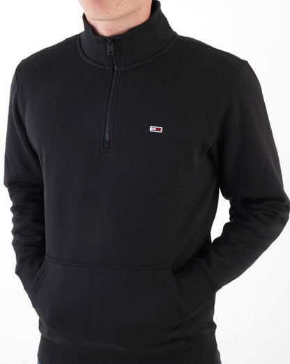 Tommy Jeans – Schwarzes Sweatshirt mit Viertelreißverschluss