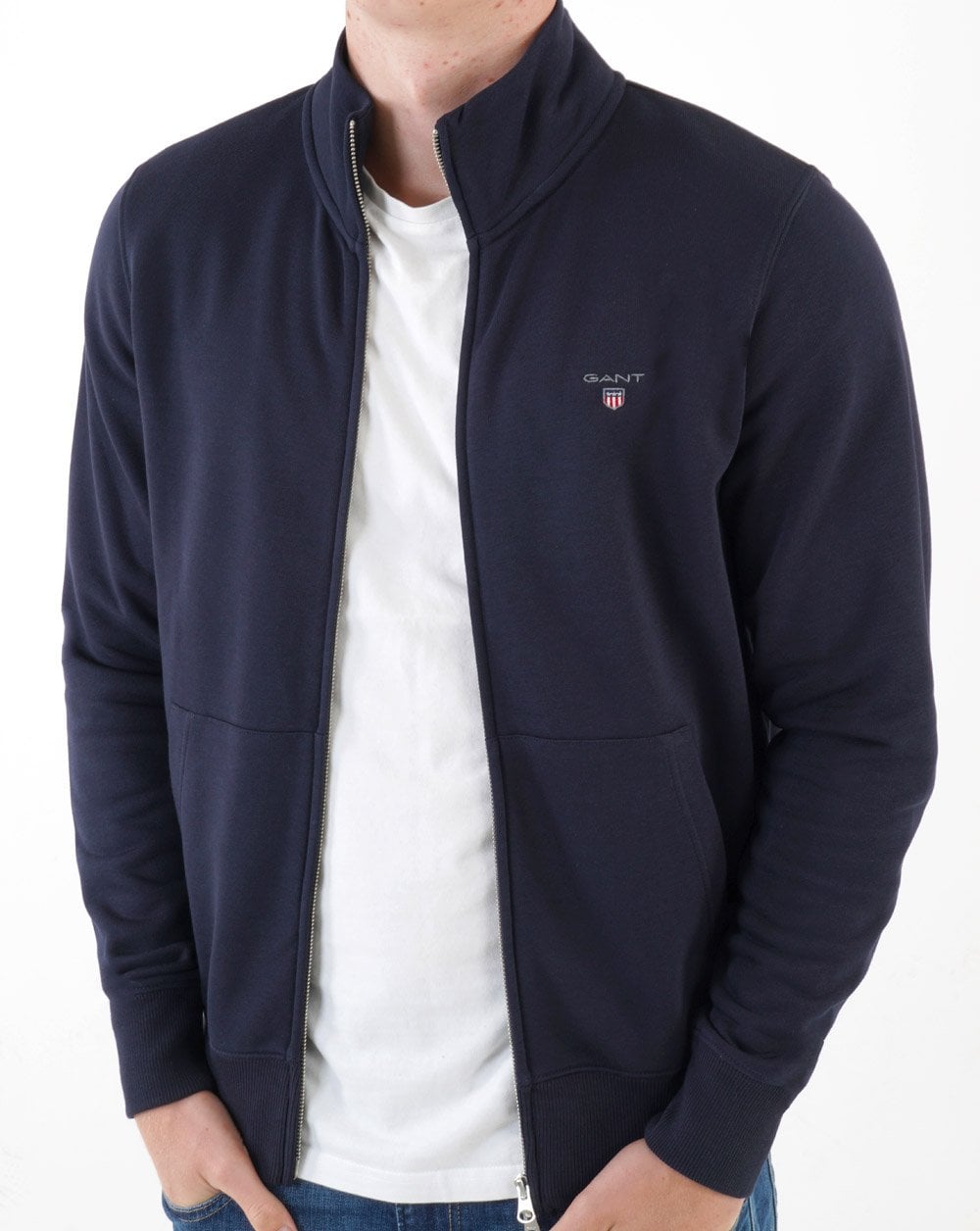 Gant Sweatshirt mit durchgehendem Reißverschluss, Marineblau