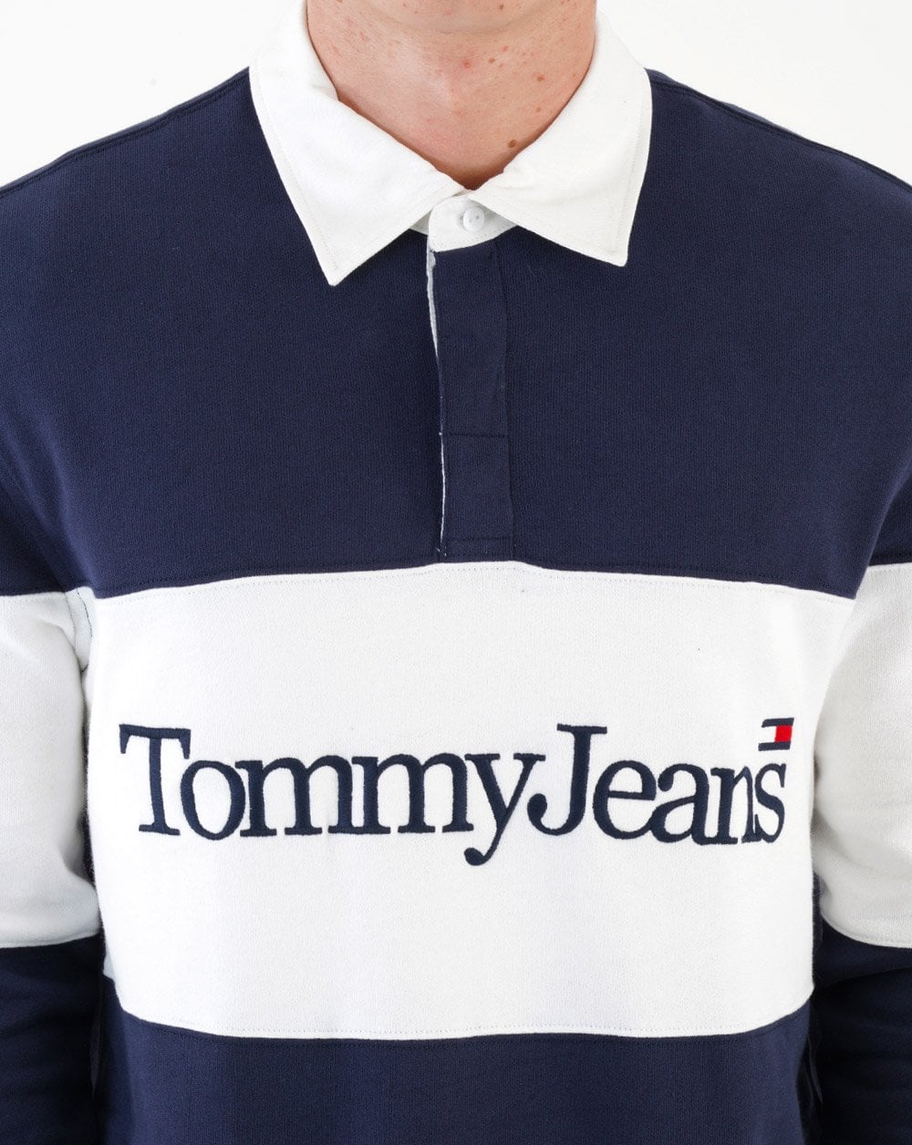 Tommy Jeans Rugby-Shirt im Farbblock-Design, Marineblau