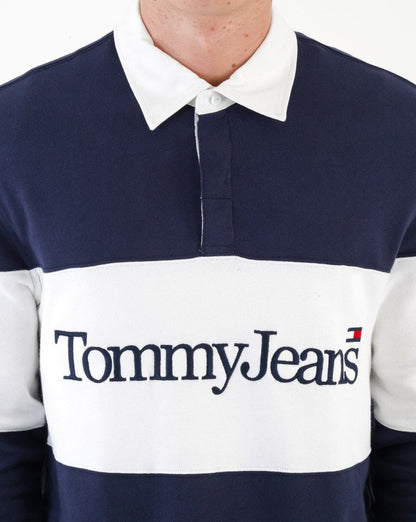 Tommy Jeans Rugby-Shirt im Farbblock-Design, Marineblau