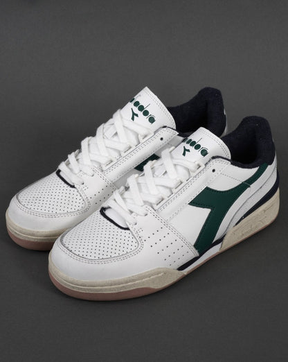 Diadora Davis Ledersneaker Weiß/Grün/Marineblau