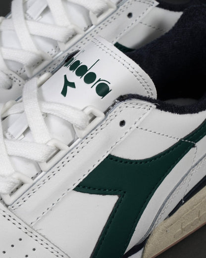 Diadora Davis Ledersneaker Weiß/Grün/Marineblau