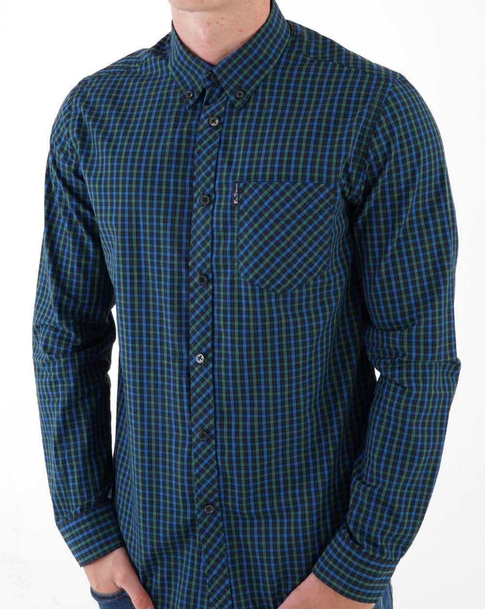 Ben Sherman – House Check-Hemd in dunklem Smaragdgrün