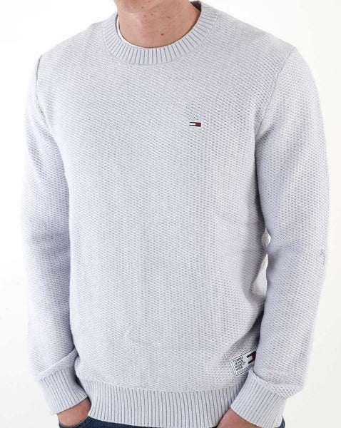 Tommy Jeans Textured Knit Jumper Silver Grey Heather