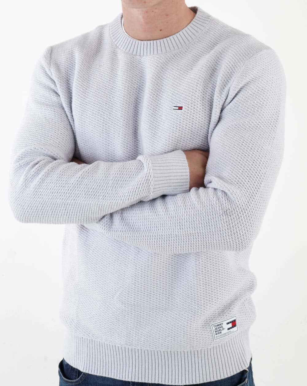 Tommy Jeans Textured Knit Jumper Silver Grey Heather