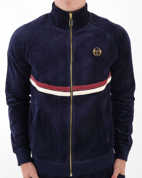 Sergio Tacchini Dallas Velour Track Top Navy Blue