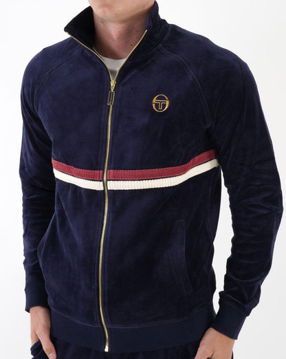 Sergio Tacchini Dallas Velours-Trainingsoberteil Marineblau