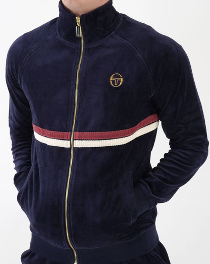 Sergio Tacchini Dallas Velours-Trainingsoberteil Marineblau