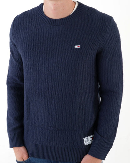 Tommy Jeans – Strukturierter Strickpullover in Marineblau