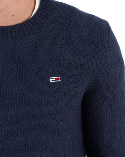 Tommy Jeans – Strukturierter Strickpullover in Marineblau
