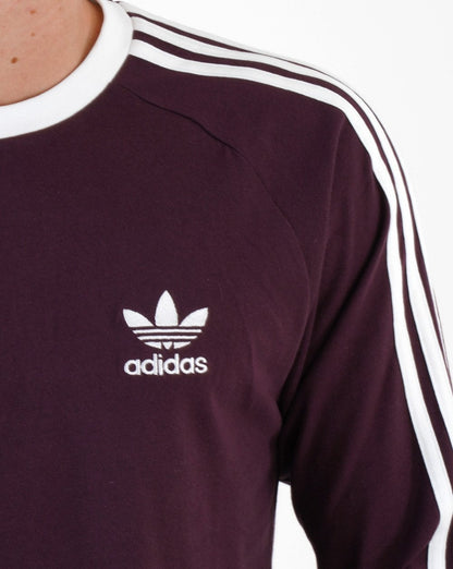 Adidas Originals 3-Streifen Langarm-T-Shirt Shadow Maroon