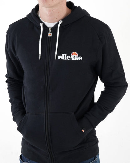 Ellesse – Kapuzenjacke mit durchgehendem Reißverschluss in Schwarz