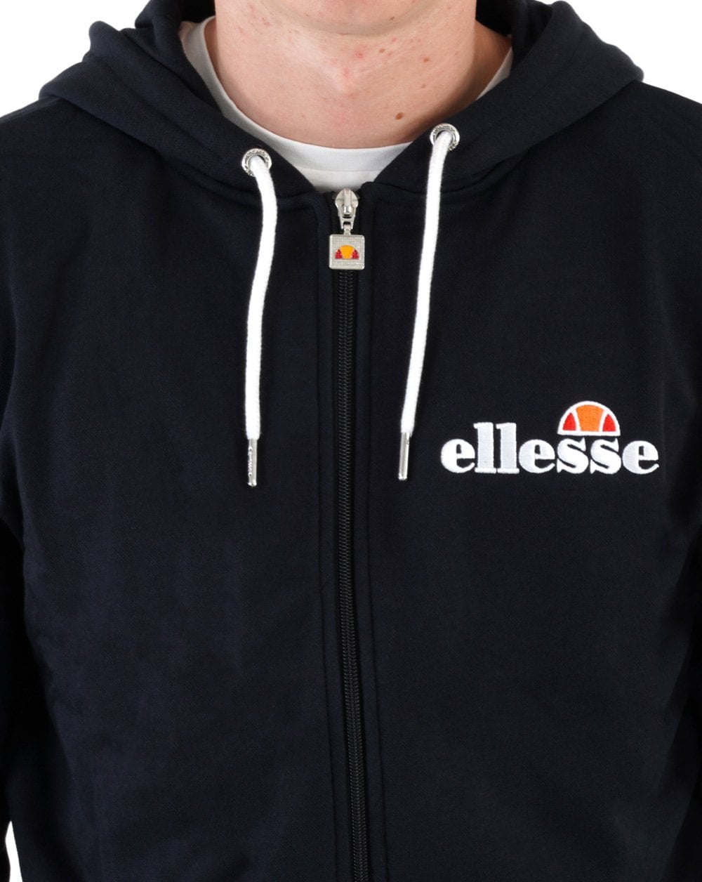 Ellesse – Kapuzenjacke mit durchgehendem Reißverschluss in Schwarz