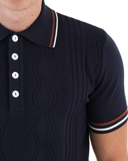 Ska &amp; Soul Pointelle Fine Gauge Polo Navy